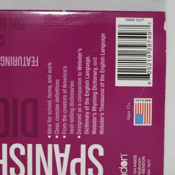Webster’s Spanish-English Dictionary Paperback Book - Picture 3 of 4
